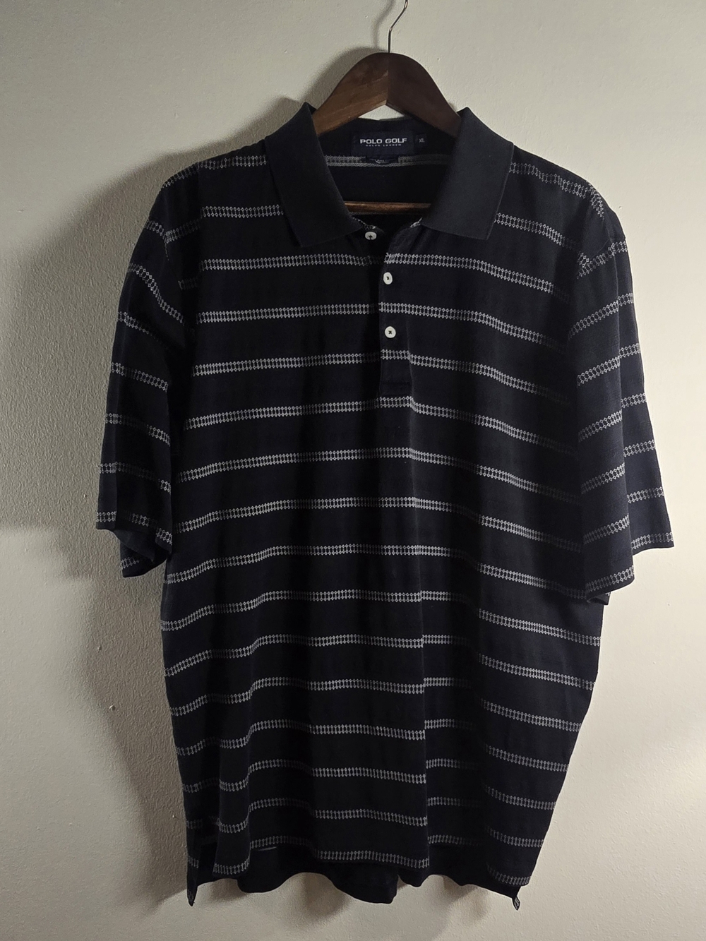 Polo Golf Ralph Lauren Striped 100% Pima Cotton Polo Shirt Black Grey XL